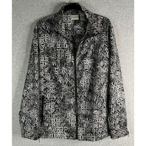 Chico’s Zenergy Black White Abstract Zip Jacket Women’s XL
